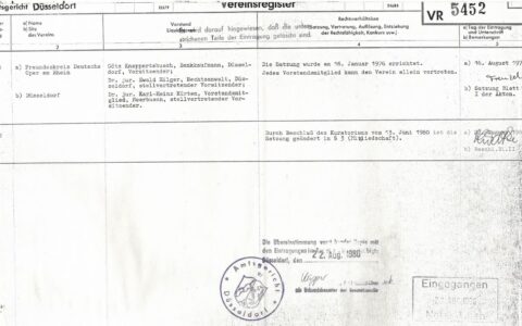 Vereinsregister-Eintragung 16 08 1976